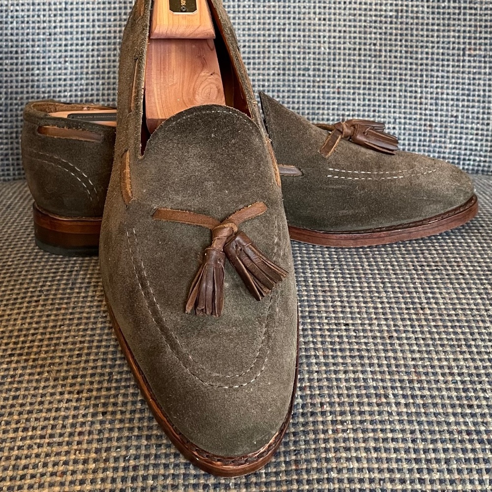 Allen Edmonds Acheson Olive Suede Tassel Loafer